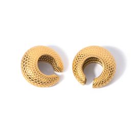 Designer vintage 18k ouro aço inoxidável peixe escala Textura Ear manguito para mulheres Jóias de presente de casamento de graduação livre de frete