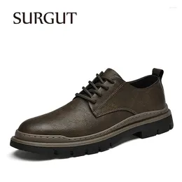 Casual Shoes SURGUT Men Leather Mens 2024 Spring Autumn Brand Comfortable For Trendy Oxfords Durable Work