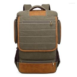 Backpack M196 Multifunction Leather Canvas Men School Bag Military Women Rucksack Knapsack Bagpack Mochila