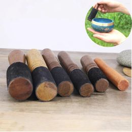 Decorative Figurines 1PC Tibetan Singing Bowl Leather Stick Handmade Buddhist Meditation Mallet 12/12.5/13cm