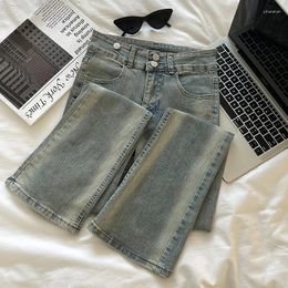 Women's Jeans Korean Style Women Flare Pants Streetwear High Waist Denim 2024 All-Match Girl Slim