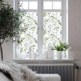 Window Stickers Botanical Leaf Pattern Electrostatic Adsorption Privacy Sticker Frosted Surface Waterproof Non-adhesive Glass