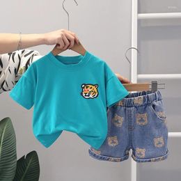 Clothing Sets Toddler Summer Clothes For Kids 2024 Fashion Cartoon Printed O-neck Short Sleeve T-shirts And Shorts Boys Boutique Set