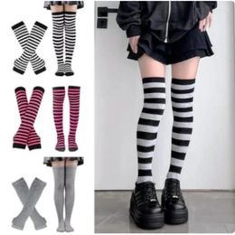 Women Socks Girls Over Knee Long Stripe Printed Thigh High Striped Cotton Sweet Cute Elastic Pantyhose Stockings Hosiery