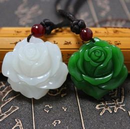 Pendant Necklaces Exquisite Imitation Jade Rose Flower Necklace Ladies Fashion Charm Chinese Style Lucky Amulet Jewellery GiftPendan9150303
