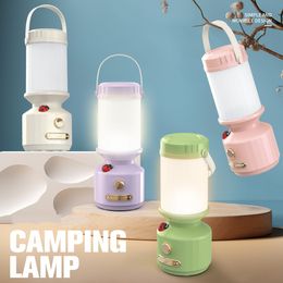 LED Camping Lantern, Battery Powered Lamp, 3 Light Modes, Rechargeable Tent Lights, Retro Night Light with a Ladybug, Portable for Power Outages, Emergency, Hurricane