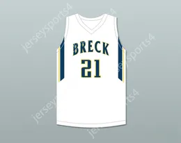 CUSTOM NAY Name Youth/Kids DAVID RODDY 21 BRECK SCHOOL MUSTANGS WHITE BASKETBALL JERSEY 1 Top Stitched S-6XL
