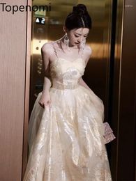 Party Dresses Topenomi Luxury Retro Print Spaghetti Strap Evening Women 2024 Fairy High Waist A-line Prom Dress Bride Gowns