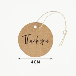 Hanging Cards With Cords Brown Round Craft Paper Label Tag Thank You For Your Order Handmade With Love Gift Jewellery Packages