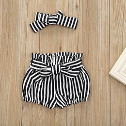 Clothing Sets 3Pcs Baby Girls Infant Clothes Set Romper Jumpsuit Bowknot Stripe Shorts Outfits
