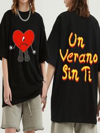 Bad Bunny UN VERANO SIN TI Music Album Double Sided Print Graphics T Shirt Unisex Hip Hop T Shirts Oversized Streetwear Tshirt 2205676494