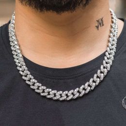 High Quality Moissanite Diamond Studded Men's Miami Cuban Link Chain Necklace For Sale