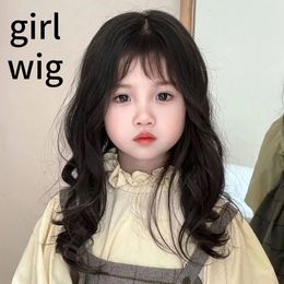 Baby Wig Toupee for Girls Childrens Wavy Long Curly Hair Accessories Kids Natural Fluffy Headdress Headgear Headwear 2-5y 45cm 240521