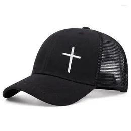 Ball Caps 2024 Fashion Cross Embroidery Baseball Cap For Men Women Hip Hop Trucker Cotton Casual High-quality Net Hat