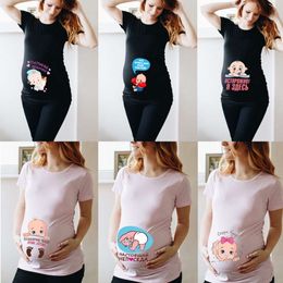 Abbigliamento a maglietta in gravidanza Stampa carina MATERNITY MATERNITÀ Magliette da donna Summer Tshirts Baby Annuncio Tops Tees L2405