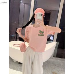 Tencel Summer Leisure Heavy Industry Order Diamond Letter Bee Solid Short Sleeves Simple and Versatile T