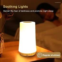 Table Lamps Wood Grain 13 Colour Changing Night Light Remote Touch USB Rechargeable RGB Dimmable Portable Bedside Ambience