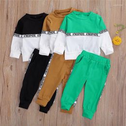 Clothing Sets 0-36months Baby Boy Spring Autumn Set Long-Sleeved Letter Print Pullover Top Long Trousers Infant Boys Casual Sports Outfits