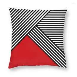 Pillow Black And White Stripes With Red Triangle Covers Sofa Home Decor Geometric Pattern Square Throw Cover 40x40