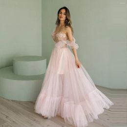 Party Dresses Blush Pink Lace Off-Shoulder Wedding Dress Custom Made Unique Beautiful Princess Bridal Gown For A Train Sparkly