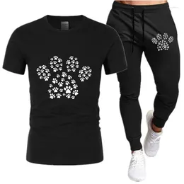 Men's Tracksuits T-shirt Two Pieces Sets Dog Kawaii T Shirt Men Women Tshirt 2pcs/set Male Classic Trousers