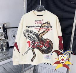 Men039s Hoodies Fleece Snake Print RRR123 Sweatshirts Men Women Top Version Hoodie RRR 123 Crewneck3863711