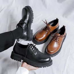 Casual Shoes Business Lace Up Leather Thick Soles And Wear-resistant Work Men Genuine Fashion Outdoor