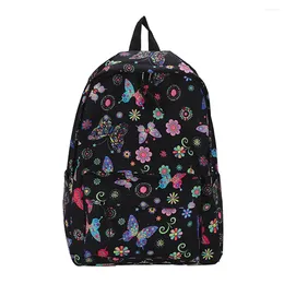 School Bags Butterflies Print Laptop Backpack Nylon Student Schoolbag Large Capacity Cute Fashion Simple Floral For Outdoor Camping