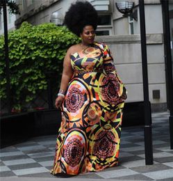 Fashion sloping one shoulder African party dresses for women dashiki print skirt african clothing ladies long african dress plus s2077512
