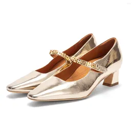 Dress Shoes Heels Women's 2024 High Quality Sheep Leather Business Gold Wedding Party