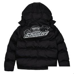 Mens Jackets Trapstar London Shooters Hooded Puffer Jacket Black Reflective Embroidered Thermal Hoodie Men Winter Coat Tops Drop Deliv Dhtcf