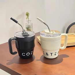 Water Bottles Modern Coffee Cup With Straw Unique Design Stainless Steel Portable Thermal For Home