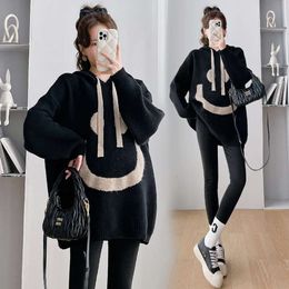 Autumn Winter Knitted Maternity Sweaters Hoodies Loose Shirts Clothes for Pregnant Women Pregnancy Coats Tops L2405