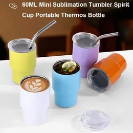 Water Bottles Mini 2oz/60ml Sublimation Tumble Vacuum Wine Whiskey Cup Stainless Steel Coffee With Straw Champagne Party Gift