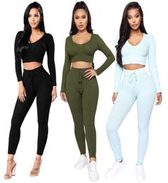 Women039s Tracksuits Two Piece Women Set Sport Casual Outfit Fall Clothes For Sweatshirt Crop Top Sweatpants Sweat Suit Tracksu2935148