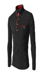 Men039s Polos Fashion Men Shirts Top Spring Autumn Plus Size Polka Dot Button Down Long Sleeve TShirt Slim3894240