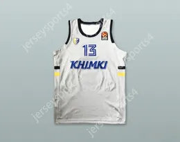 CUSTOM NAY Name Youth/Kids ANTHONY GILL 13 BC KHIMKI MOSCOW RUSSIA WHITE BASKETBALL JERSEY Top Stitched S-6XL
