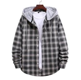 Men039s Hoodies Sweatshirts Men Women Couple Hooded Shirt Casual Plaid Long Sleeve Buttons Trun Down Collar Loose Jacket Coat1707619