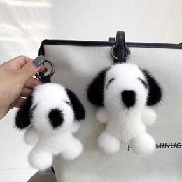 3PCS Small Plush Doll Women Bag Ornaments Imitation Mink Fur Keychain Cute Dog Car Key Chain Fashion Gift