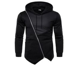 Black Irregular Zipper Hoodie Men 2020 Brand Long Sleeve Mens Hoodies Sweatshirts Streetwear Casual Hooded Tracksuit Male 3XL8685343