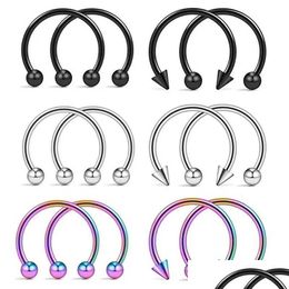 Nipple Rings 2 Conical Pointed Horseshoe Circar Seven Nose 316L Stainless Steel Nickel Eye Perforated Jewelry Drop Delivery Body Dhmrf
