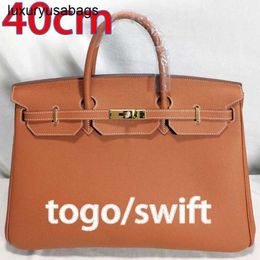 Tote Bags 40cm Hac Handbags Designer Bag Handmade Platinum Headband Layer Cowhide Togo Leather Swift Customized Mens Handbag Genuine Rj