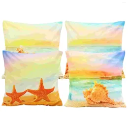 Pillow 4pcs Ocean Throw Pillowcases Conch And Sea-star Pattern Sofa Case