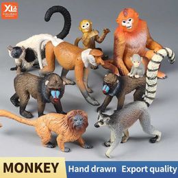 Novelty Games Simulation Wild Animals Simulation Lemur Golden Monkey Mandrill Orangutan Model Action Figures Collection Kids Decoration Toy Y240521