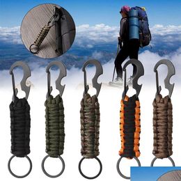 Other Home Garden Outdoor Keychain Key Ring Pendant Cam Paracord Cord Rope Survival Kit Emergency Knot Bottle Opener Chain Drop Del Dhr6T