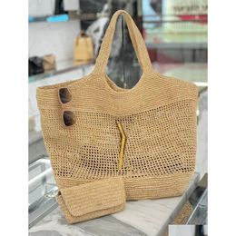 Beach Bags Icare Maxi Tote Bag Designer Women Luxury Handbag Raffias Hand-Embroidered St High Quality Large Capacity Totes Shop Shod Dhdft
