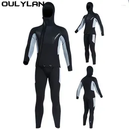 Women's Swimwear Oulylan Spearfishing Wetsuit Long Sleeve Hooded 2 Pieces Of 5MM Neoprene Submersible Suit Men Keep Warm Waterproof Diving