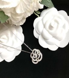 luxury jewelry necklace CAMELIA Pendants diamond sweater 925 Sterling Silver Rhodium Plated designer thin chain women necklaces fa2396164