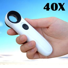 40X Handheld Magnifying Glasses Illuminated Magnifier Loupe with 2 LED Light Jewellery Repair Tool for stamps circuit boards