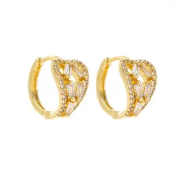 Stud Earrings For Women Plated With 18k Gold Crystal Zircon Irregular Heart Shape Trendy Jewellery Couple Gift